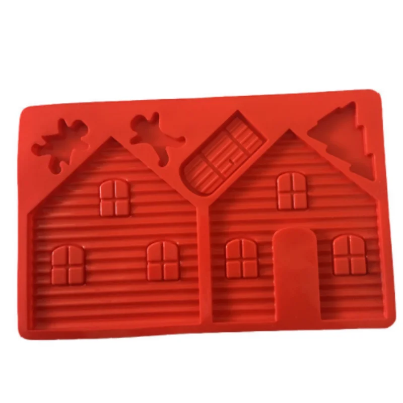 2Pcs christmas house Silicone chocolate Mold Creative Christmas Gingerbread House Cake Molds Sugar Craft Cake Decorating Tools