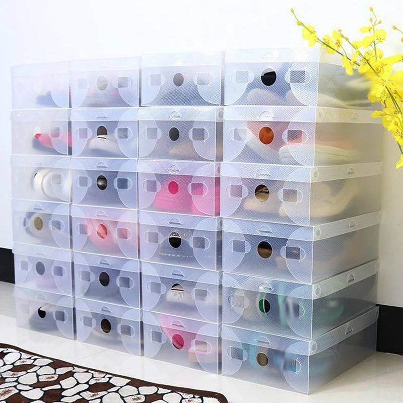 Foldable Plastic Shoe Boxes, Transparent Clear Organizer Cases, Storage Shoe Box for Home Organization, 1 Pc, 5Pcs