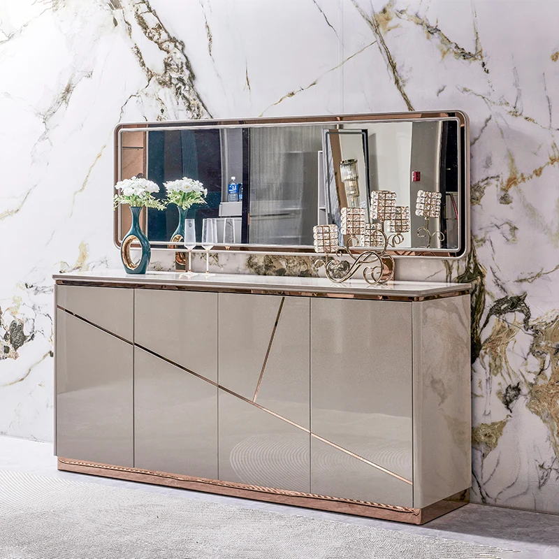 Mirrored Cabinet,Luxury Modern Wooden Living Room Sideboard Home Storage Furniture Dining Room Buffet Large Wood Sideboard Cabin