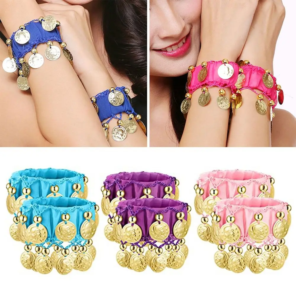 الرقص الشرقي المعصم الكاحل الأصفاد ، الشيفون الذهب عملة أساور ، حشرجة سوار ، اكسسوارات زي ، 1 زوج