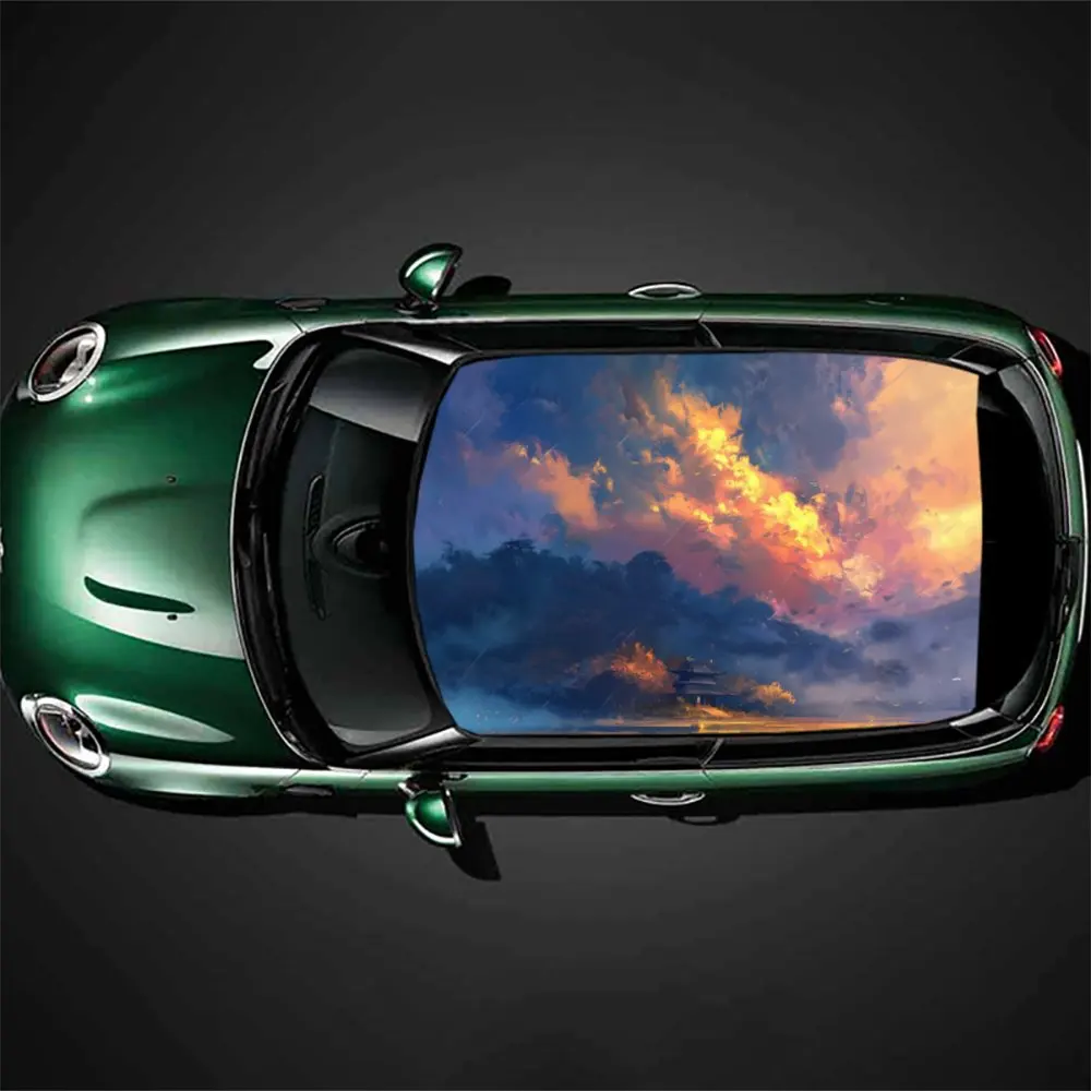 

Красота аниме Sky Sunset Cloud наклейка на крышу автомобиля обертка гоночный внедорожник авто аксессуары упаковка ПВХ капот автомобиля графическая наклейка украшение