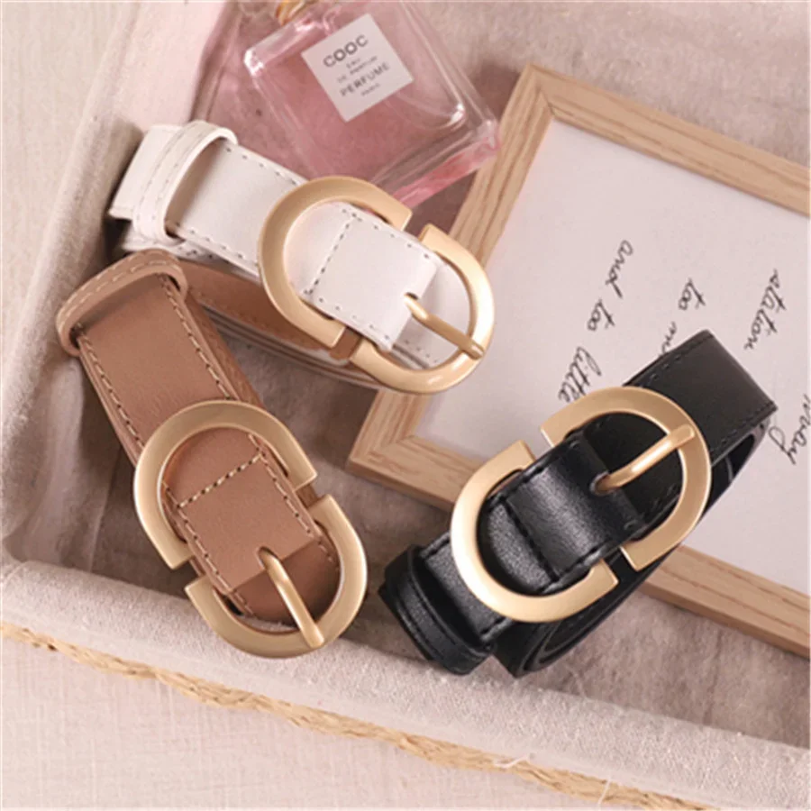 1pc Women\'s belt fashion trend alloy needle buckle shape simple PU leather decorative waistband students daily casual wear