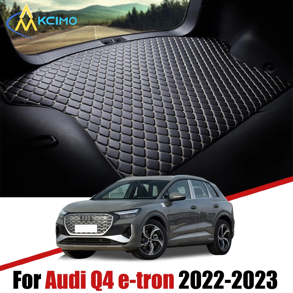 For Audi Q4 e-tron 2022-2023 Artificial Leather Car Trunk Mat Rear Trunk Cargo Protective Mat Car Interior Accessories