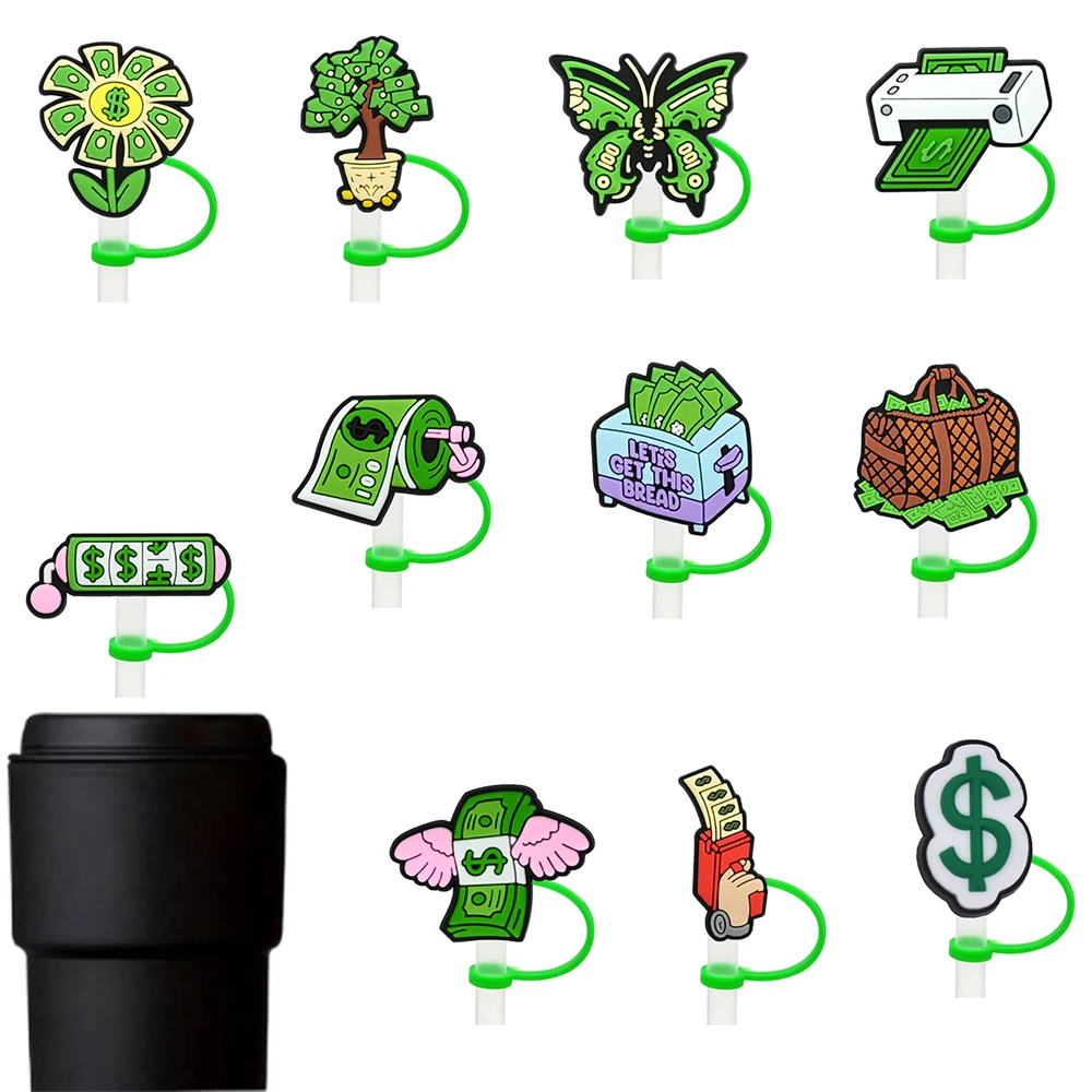 

Новинка, 1-11 шт., креативные чехлы для соломинки с героями мультфильмов в долларах США, многоразовые пылезащитные колпачки для питья, стеклянные чашки, аксессуары для соломинки 10 мм