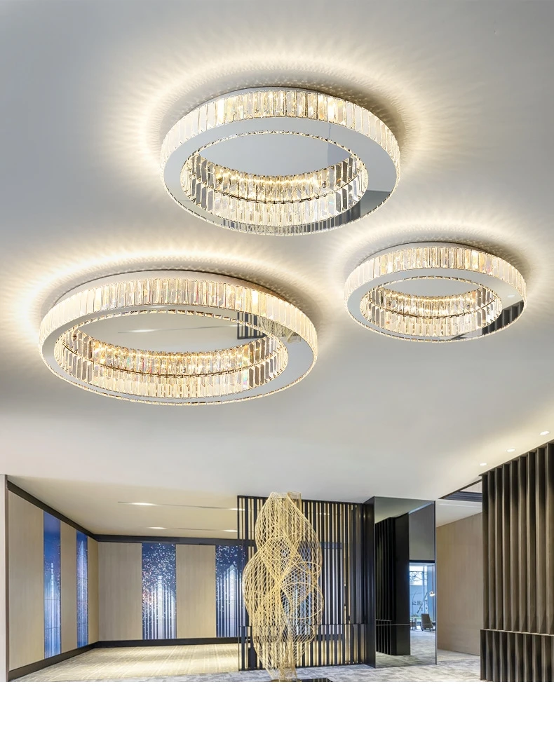 Living Room LED Ceiling Lamp K9 Crystals Dimmable Light