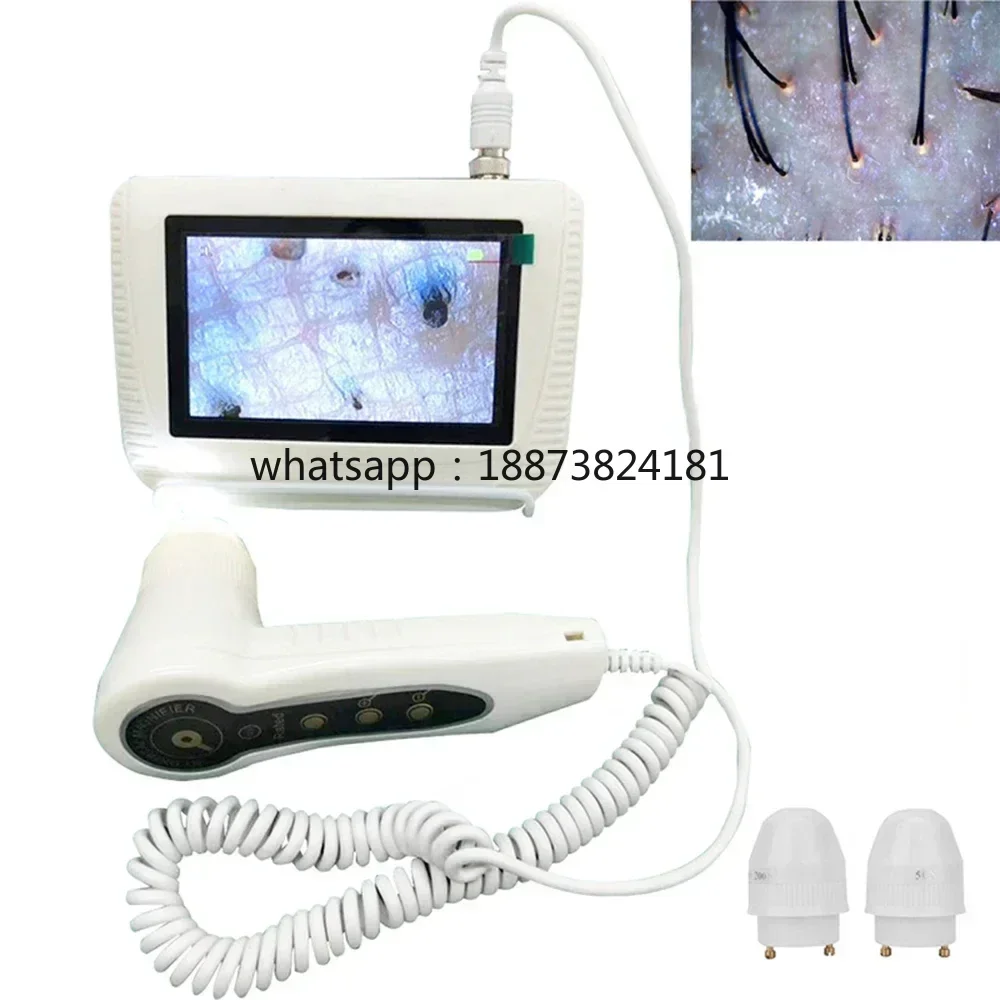 

Portable Dermis Analyzer Machine 5 inch Scalp Detector Hair Follicle Oil Moisture Tester Dermis Care Supervise Rechargeable fast