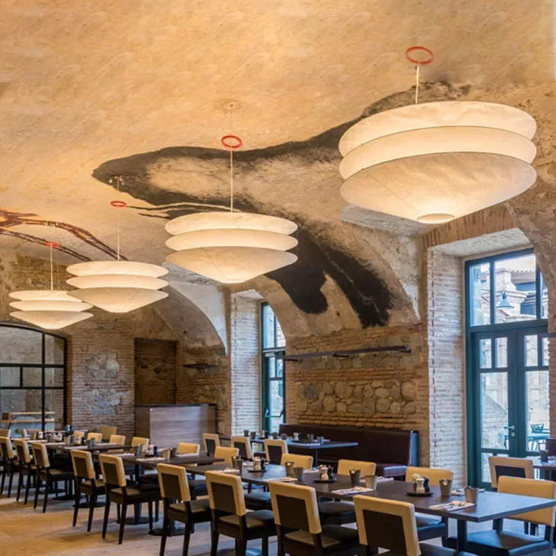 Italian Designer White Rotundity Three Layers Paper Ceiling Pendant Lights Kitchen Bedroom Restaurant Living Room Hanging Lamps