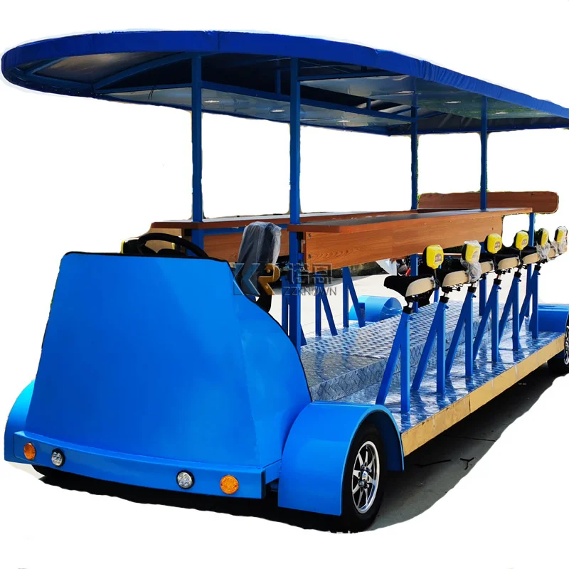 Best Blue Wood Beer Cart Pedal Pub Bike With Dispenser Bar Cycle Electric