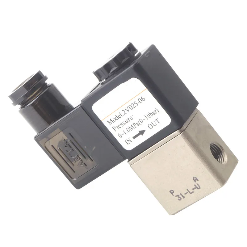 DC12V DC24V AC110V AC220V 2Port 2Pos 1/8 BSP Normally Closed Neutral Electric Pneumatic Solenoid Valve Coil 2V025-06