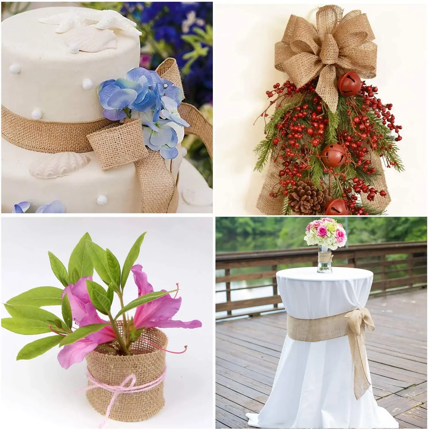 자연 삼베 패브릭 롤 25/30/40/50/60/80/100/120/150mm 선물 포장 공예 프로젝트를위한 황마 리본 웨딩 홈 장식