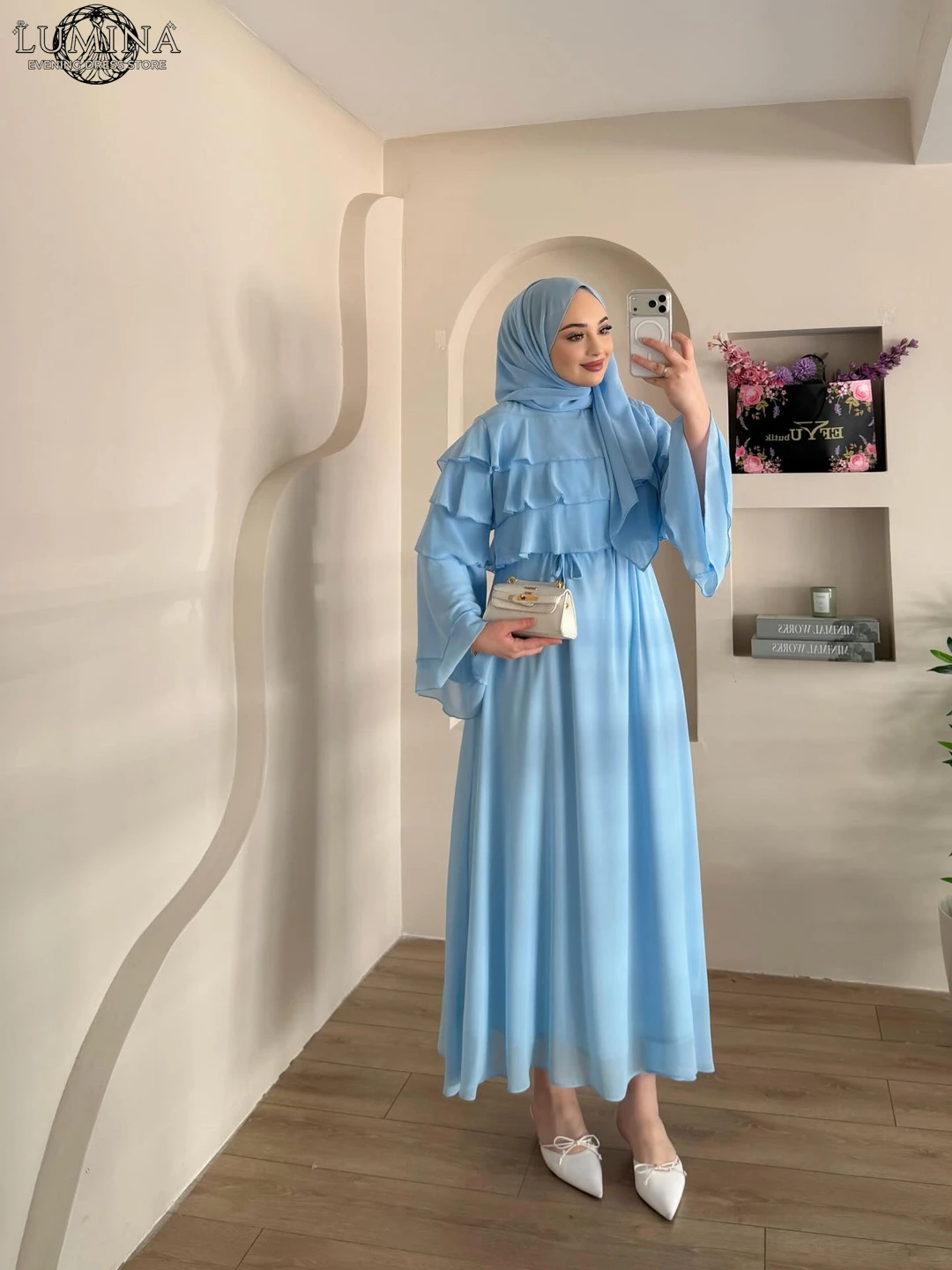 

Lumina Custom Made Midi Dresses for Special Occasions Round Neck Birthday Dress Luxury Women's Elegant Party Dress A Word Prom