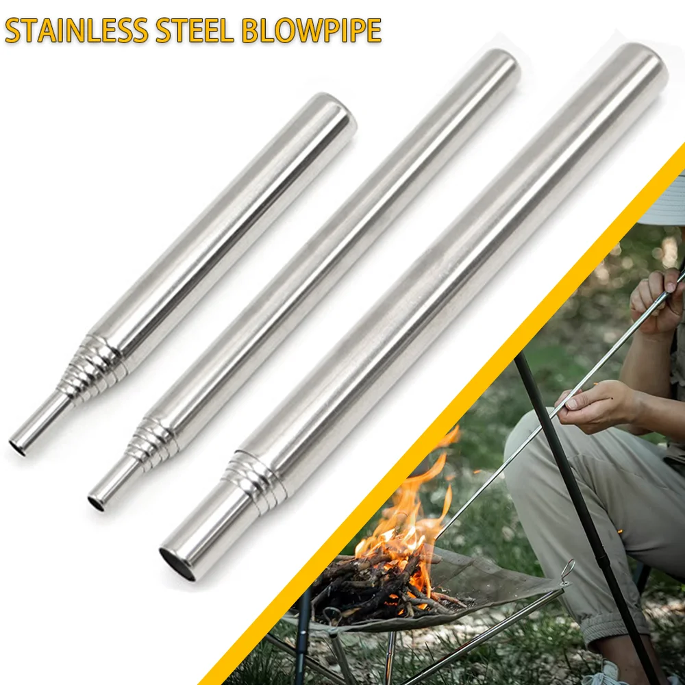 

Portable Retractable Blowpipe Outdoor Picnic Stainless Steel Blow Fire Tube Air Supply Ignition Camping Cooking Fire Blow Rod