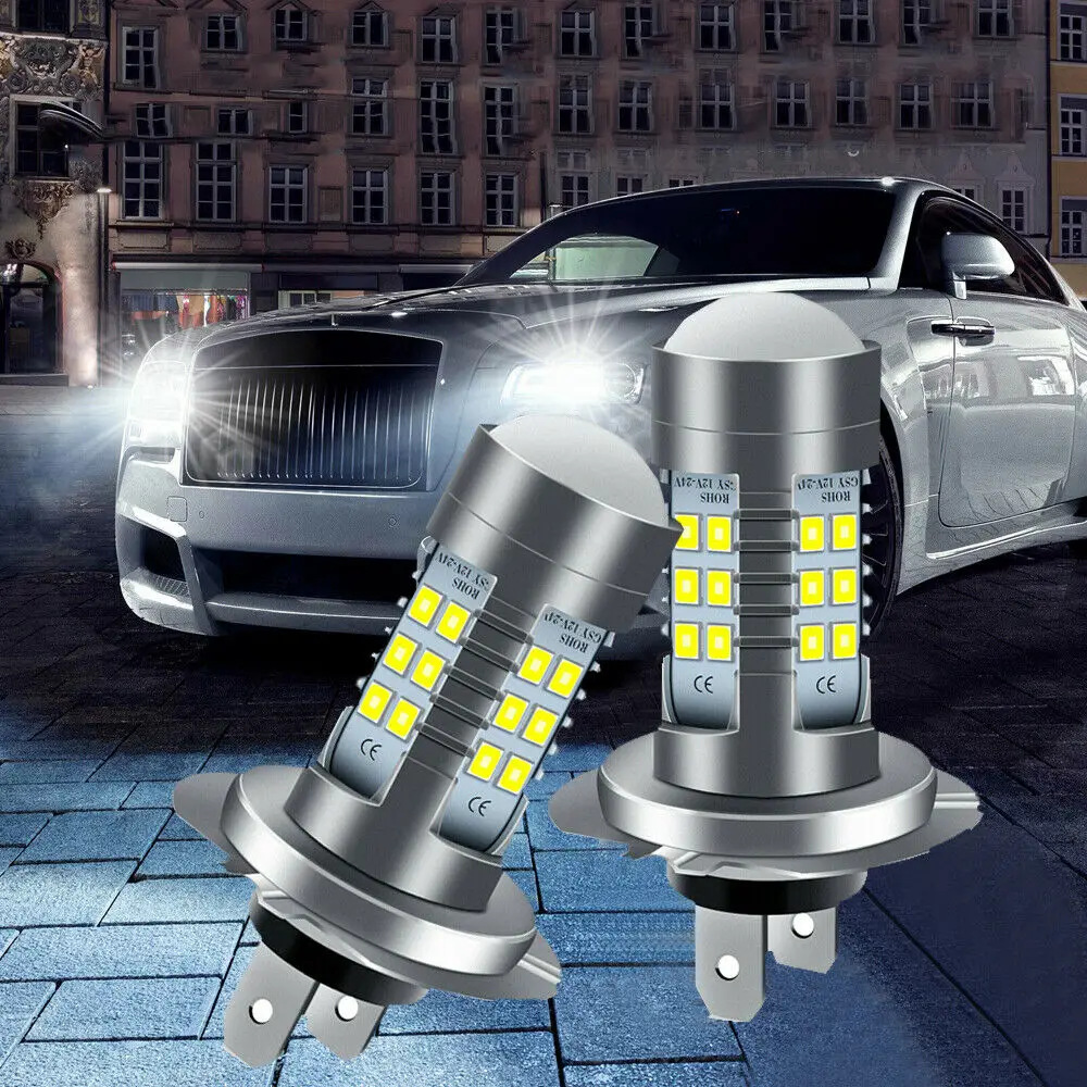 Luz antiniebla de circulación diurna para coche, Faro de conducción automática, Bombilla de haz Alto y Bajo, superbrillante, 100W, H4, H7, 2835 K, 2