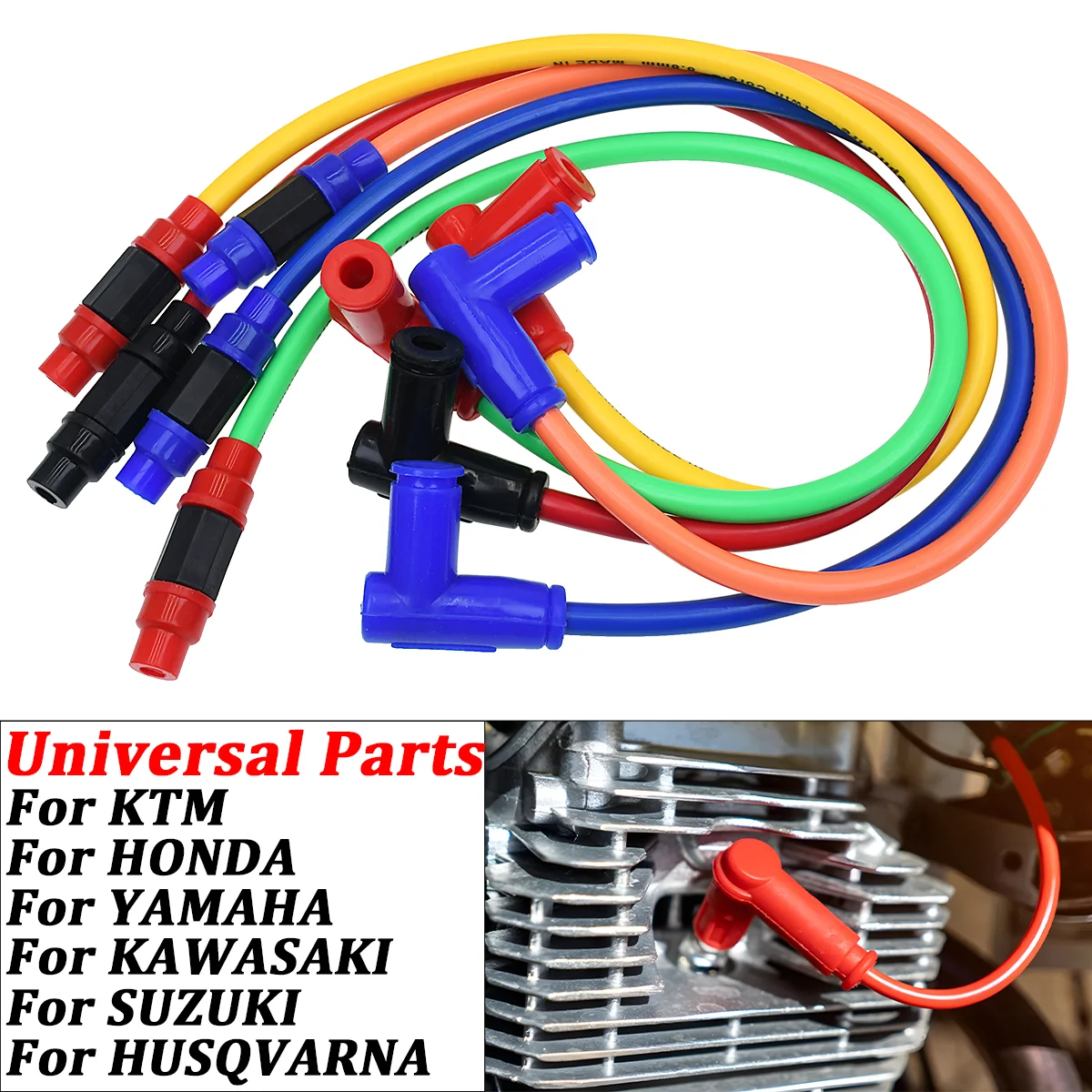 

For KTM ATV Suzuki Yamaha Honda Kawasaki Motorcycle Motocross Universal Parts 8.8mm Twin Core Race Power Cable Ignition Coil