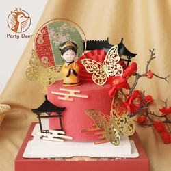 Figurina cinese dell'imperatrice della regina plastica farfalla mamma Bitrhday decorazione della torta Cake Topper regali d'amore in miniatura