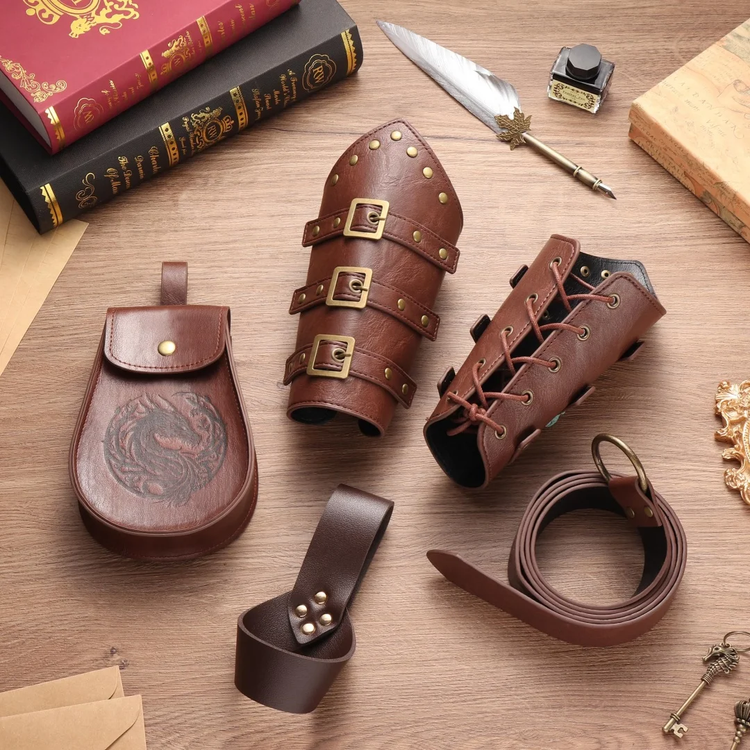 القرون الوسطى الفايكنج حزام البخار سوار عصر النهضة خمر النحاس عملة الخصر حقيبة هالوين تأثيري فستان الملحقات مجموعة