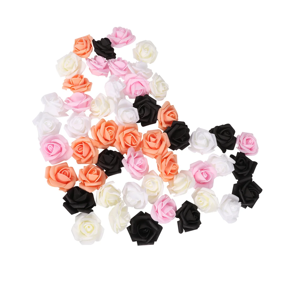 

50Pcs Imitation Rose Flowers White Orange Milky Black Light Pink Wedding Valentine's Artificial Flower Adornments Gift