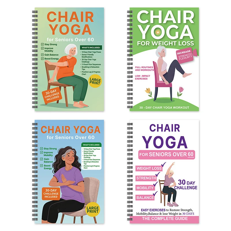 30-Day Chair Yoga For Weight Loss Spiral Notebook, Daily Home Workouts For Seniors Beginners Adults, Simple Illustrated Guide