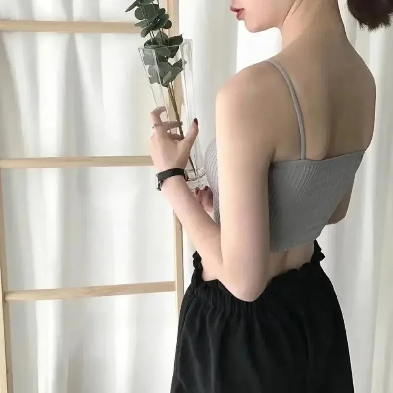 Summer New Sexy Bras for Women Soild Push Up Lingerie Seamless Spaghetti Word Sling Female Soft Tube Top Bralette Top Tanks