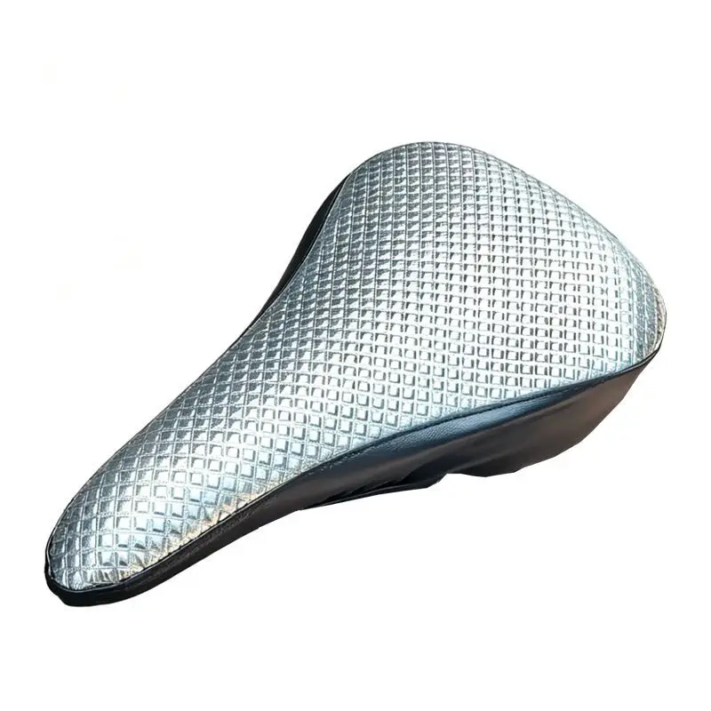 Black Checkered PU Leather Bicycle Seat Cover Soft Padded Comfortable Waterproof Bike Saddle Cushion For Mountain Road Bikes