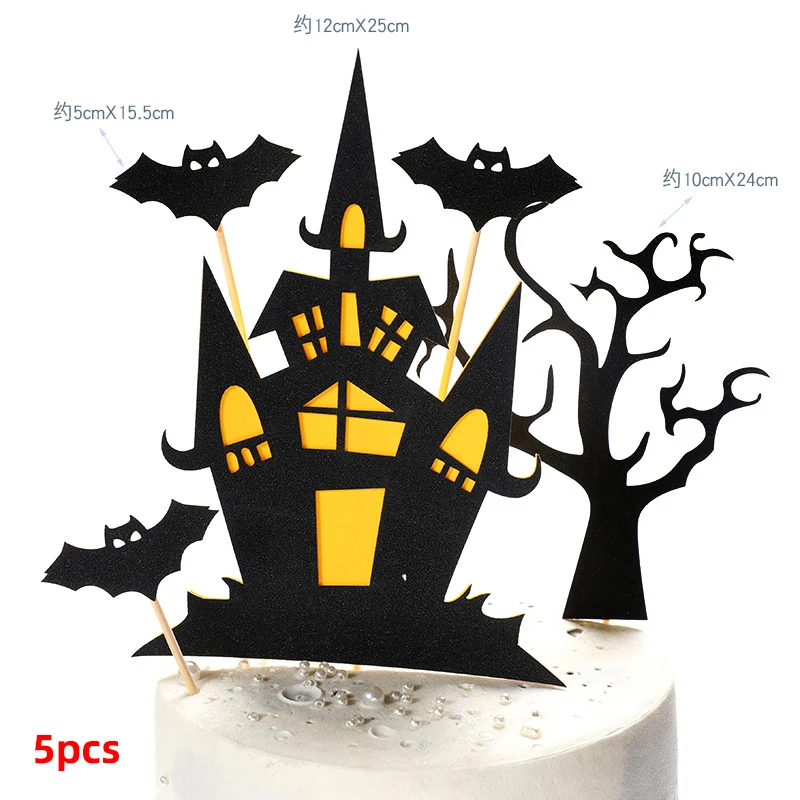 Halloween-Kuchenaufsatz, Kürbis, Junge, Mädchen, Geisterburg, Spukhäuser, Cupcake-Aufsatz für fröhliche Halloween-Partyzubehör, lustige Puppen – Detail 16