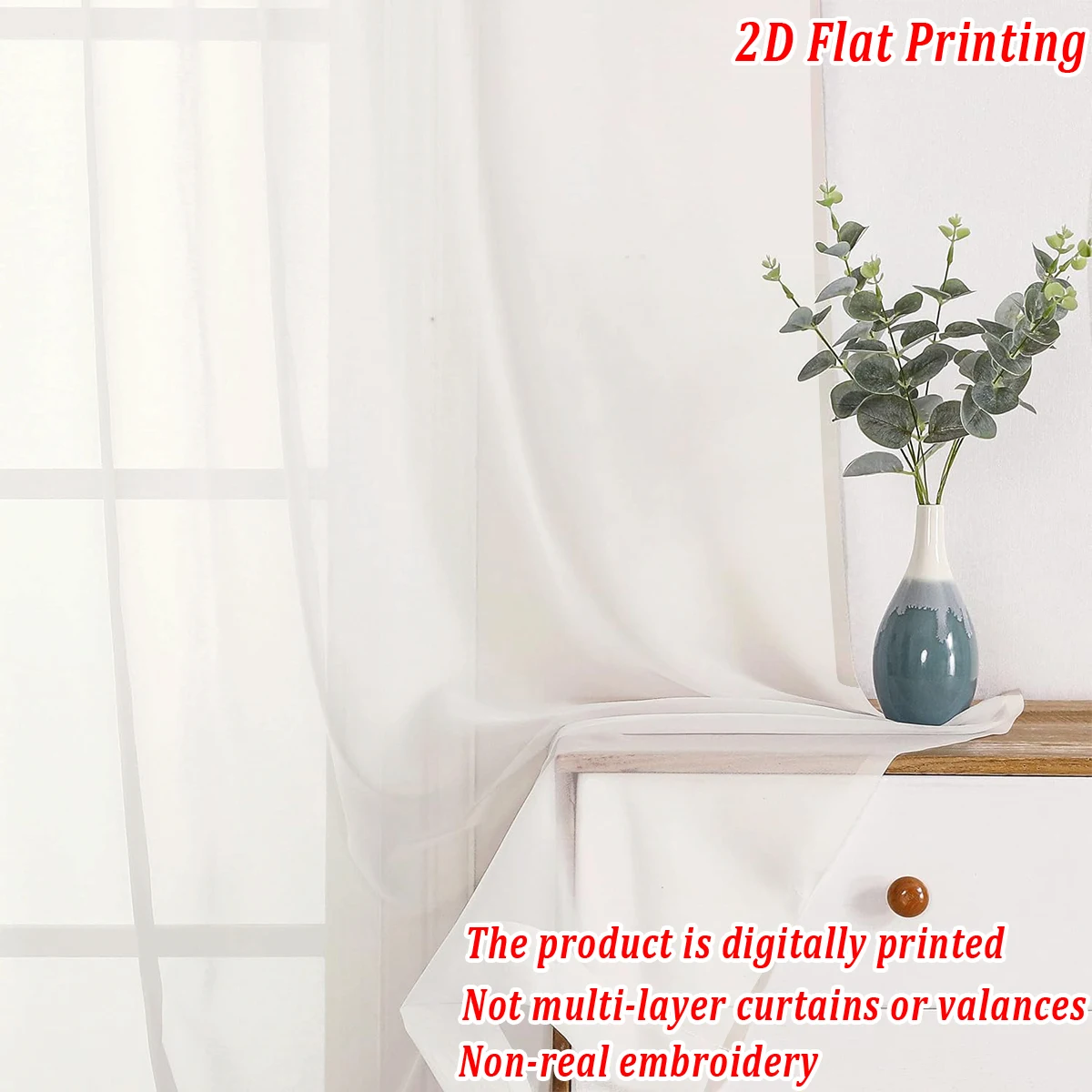 Cortina transparente con estampado plano de Navidad con bola navideña, ramas de pino de visco para decoración de sala de estar y dormitorio, fiesta navideña