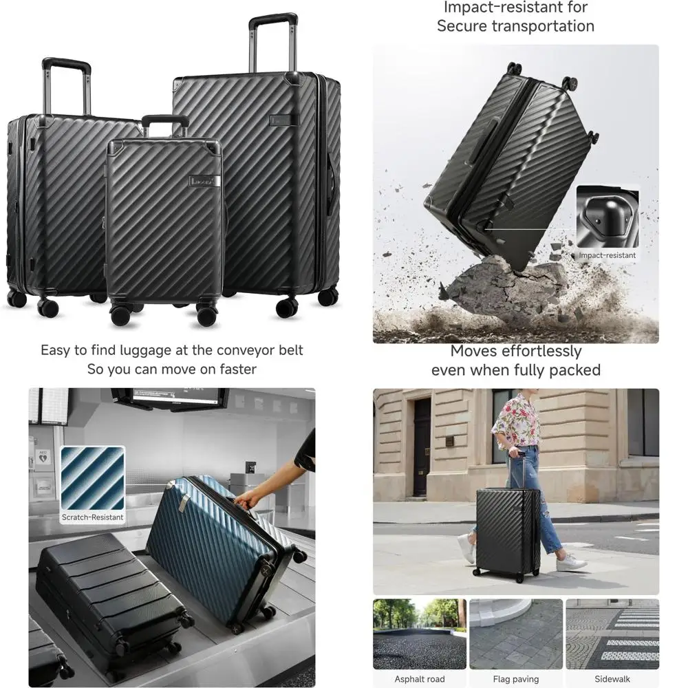 

расширяемый чемодан с твердым корпусом и вращающимися колесами и поликарбонатным материалом.