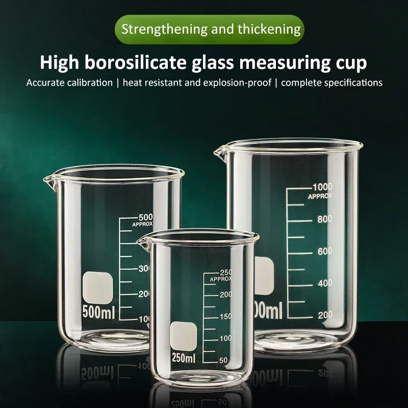 50/100/150/250/500/1000ml Glass Measuring Cup High borosilicate Transparent Scale Cup Laboratory Beaker Kitchen Baking Tools