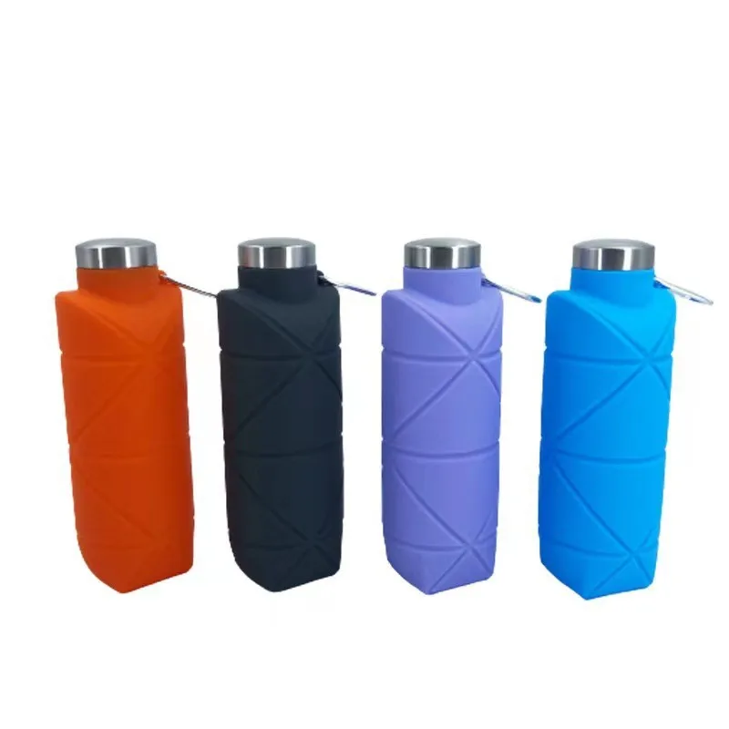 Folding Silicone Water Bottle Outdoor Creative Food-grade Silicone Portable Sports Water Bottle Diamond-shaped