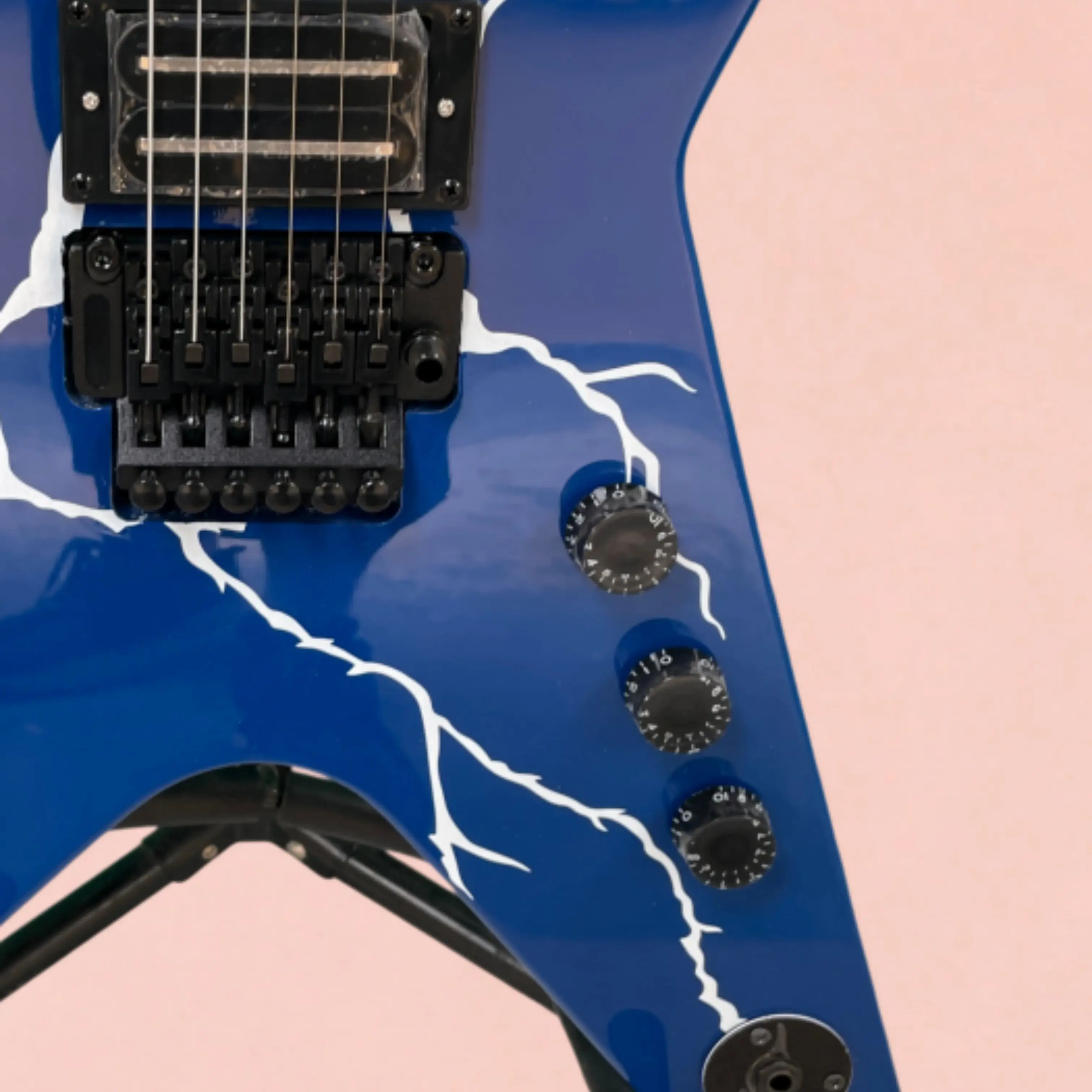Dark Blue Electric Guitar, White Branch Texture Graphic Guitars, Rosewood Fingerboard Dot Inlay, New Model Guitarra