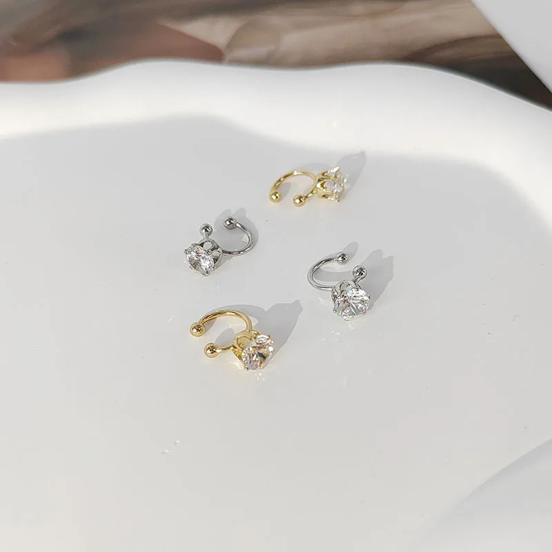 

Minimalism Shiny Crystal Zircon Ear Clip Earrings Fake Cartilage Earring for Women Charm Body No Piercings Hoop Jewelry Gifts
