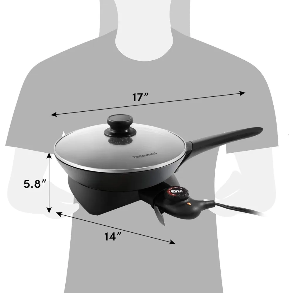 مقلاة EG6207 مقاومة للخدش مقاس 10.5 بوصة (2 كيو تي)، آمنة للاستخدام في غسالة الأطباق، مقلاة كهربائية غير لاصقة مع