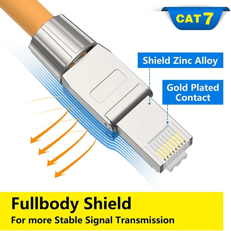 2 Pcs For RJ45 CAT7 Connectors Tool Free Shielded Toolless Modular Network Plug For Installation Cable