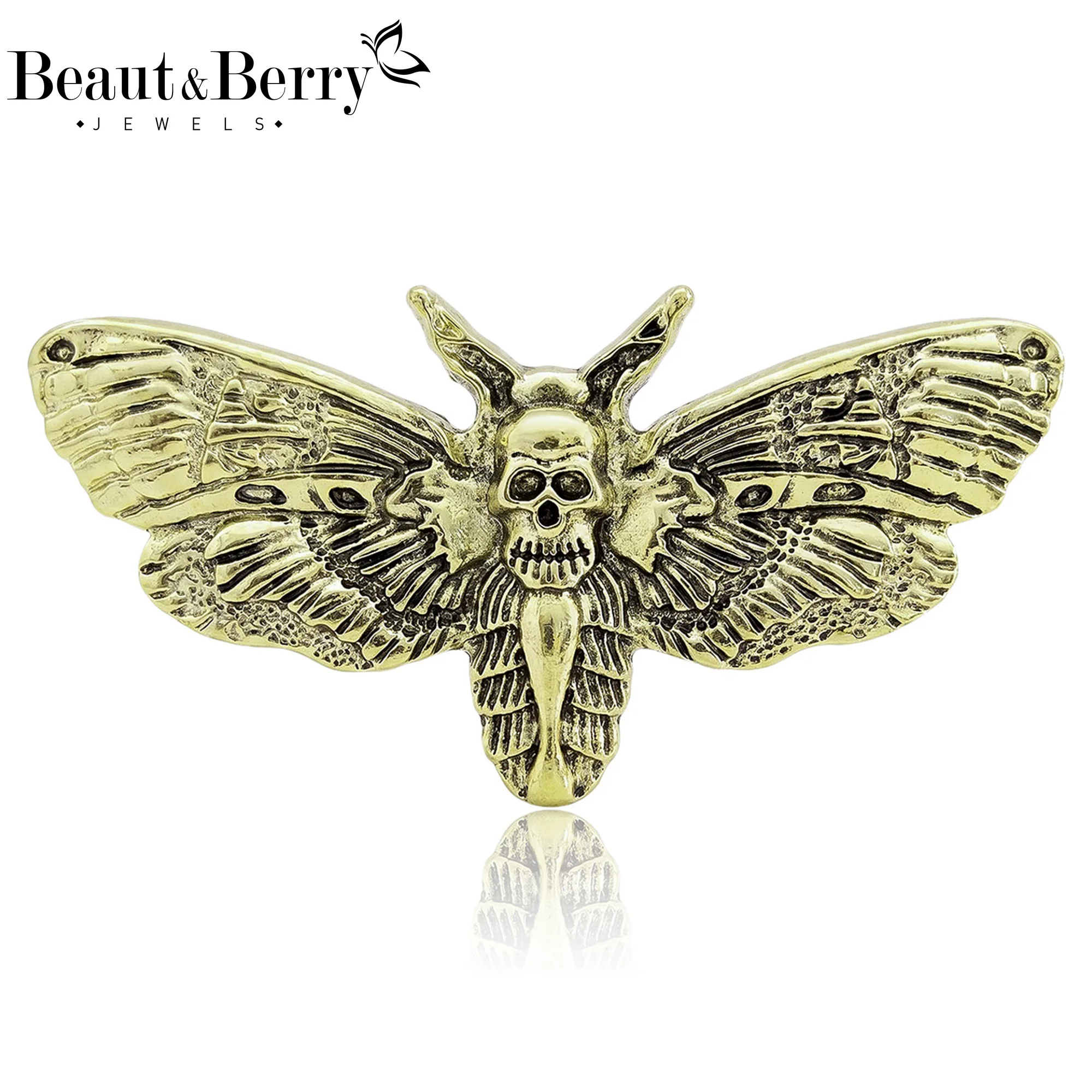 

Beaut&Berry Vintage Enamel Ghost Face Moth Brooches for Women Unisex Insect Pins Casual Party Jewelry Accessories Gifts