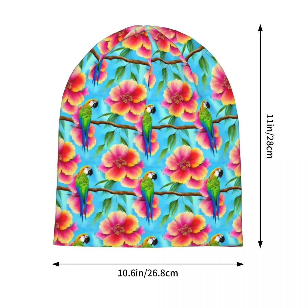 Tropical Parrot Beanie Hats Flower Print Casual Caps Unisex Adult Gym Skullies Beanies Winter Custom Head Wrap Beanie Hats