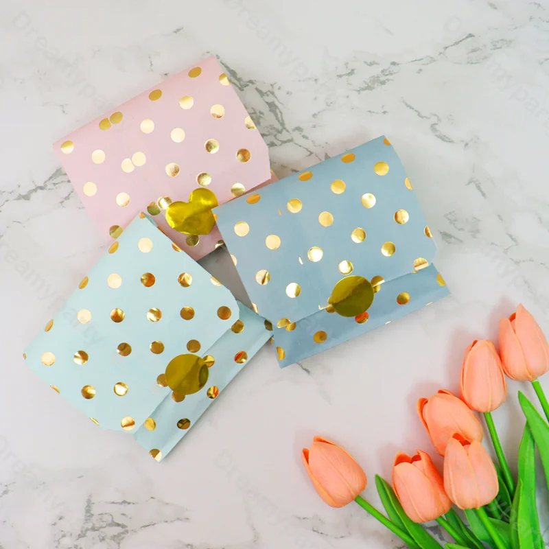 25 pièces épaissir cadeau papier sac point autocollants caramel bonbons biscuits coeur Kraft papier sac noël fête artisanat sacs pochette anniversaire
