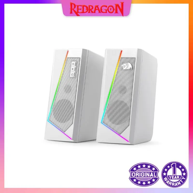 

Redragon GS520 RGB Desktop Speakers, 2.0 Channel PC Stereo Speaker with 6 Colorful LED Modes, Enhanced Sound, White/Pink