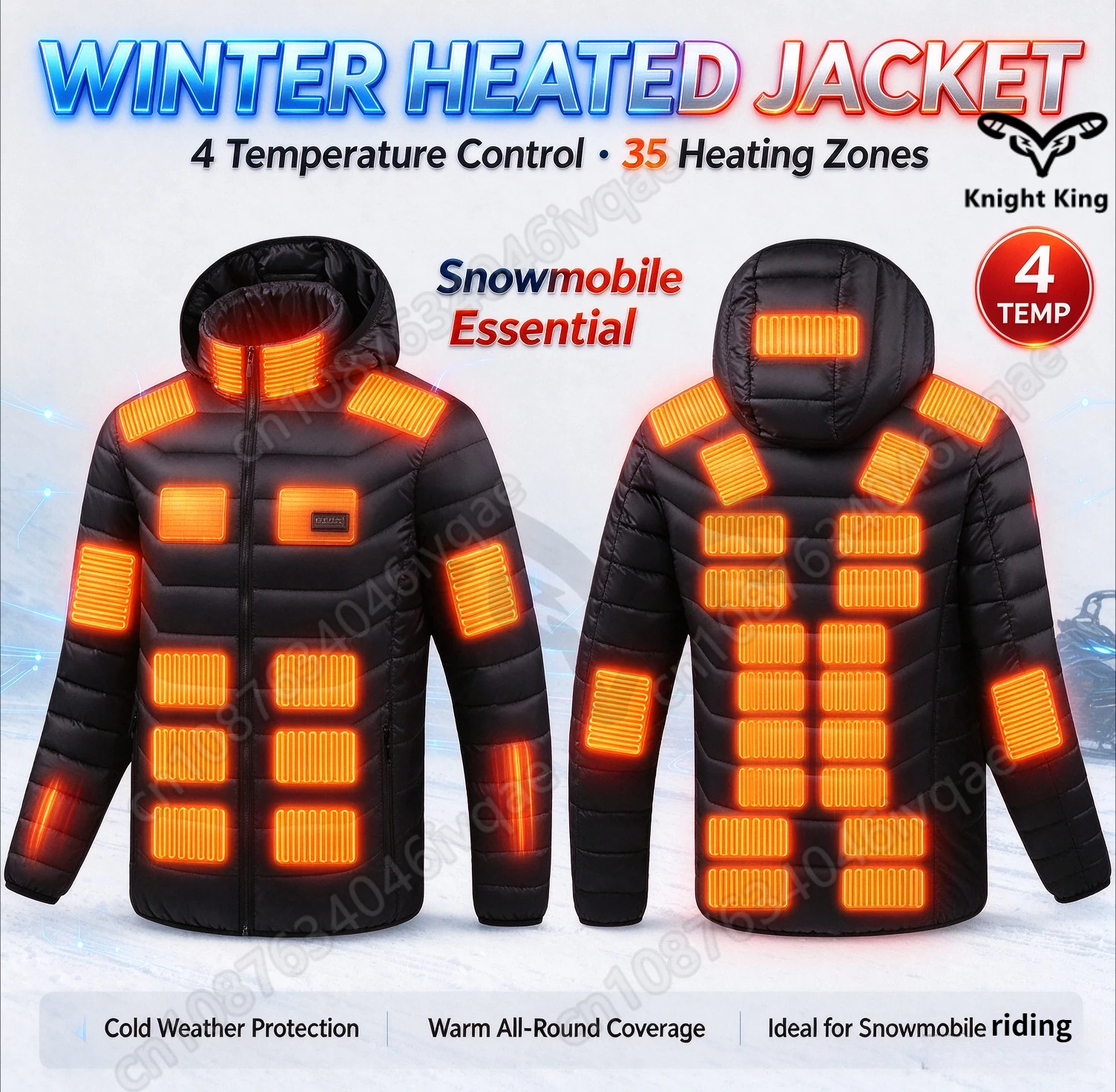 Motorcycle jacket 35 zone 4 control winter intelligent electric heating clothing heating jacket constant temperature USB heating