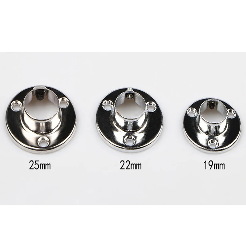 Iron Flange Base 19 22 25 Clothes Rail Flange Shower Curtain Rod Towel Holder Wardrobe Pole Furniture Hardware