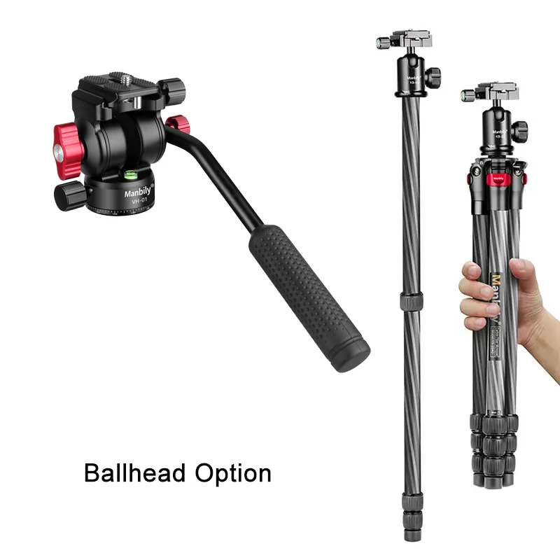 Carbon Fiber Camera Video Tripod Monopod with 360° Panorama Ballhead Arca Type QR Plate Bag Travel Tripod Max Load 10kg