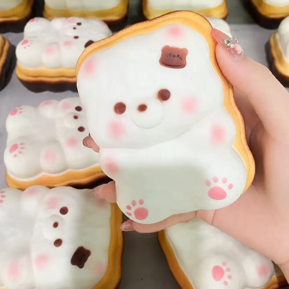 Moist Thick Round Bunny Bun Squeeze Finger Suction Slow Rising Bear Toast Squishy Soft Texture Pinch Chocolate Sensory Fidget