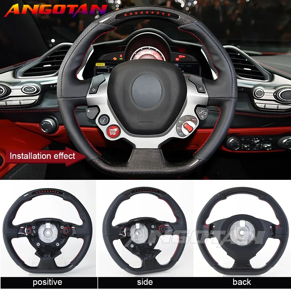 LED/LCD Carbon Fiber Smooth Leather Steering Wheel With Fit For Ferrari 458 488 f12