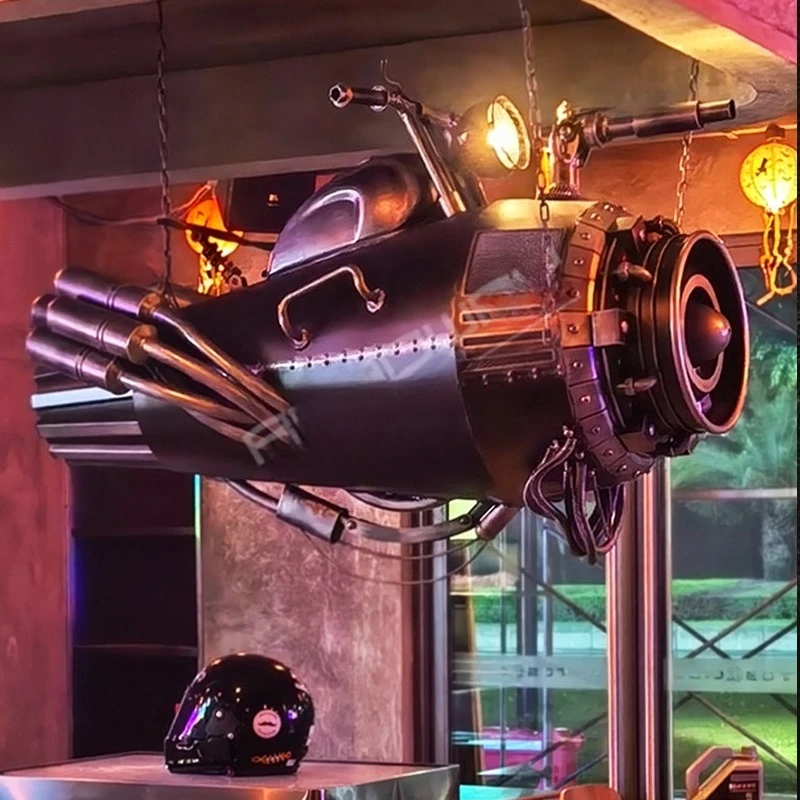 Creative retro industrial wind metal motorcycle model bar ceiling ceiling ceiling decoration pendant