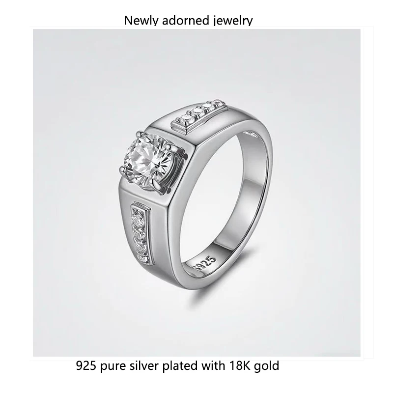 

Wholesale niche men's accessories for cross-border European and American hip-hop fashion, 1-carat moissanite ring from the sourc