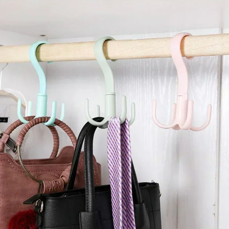 1/2/4/10Pcs 360° Rotating Hanger Hooks Space Saving Wardrobe Organizer Clothes Rack Bag Shoes Scarf Hanger Closet Hanging Holder