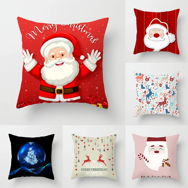 

Cartoon Santa Claus Pillowcase Sofa Kids Room Decoration Christmas Cushion Cover