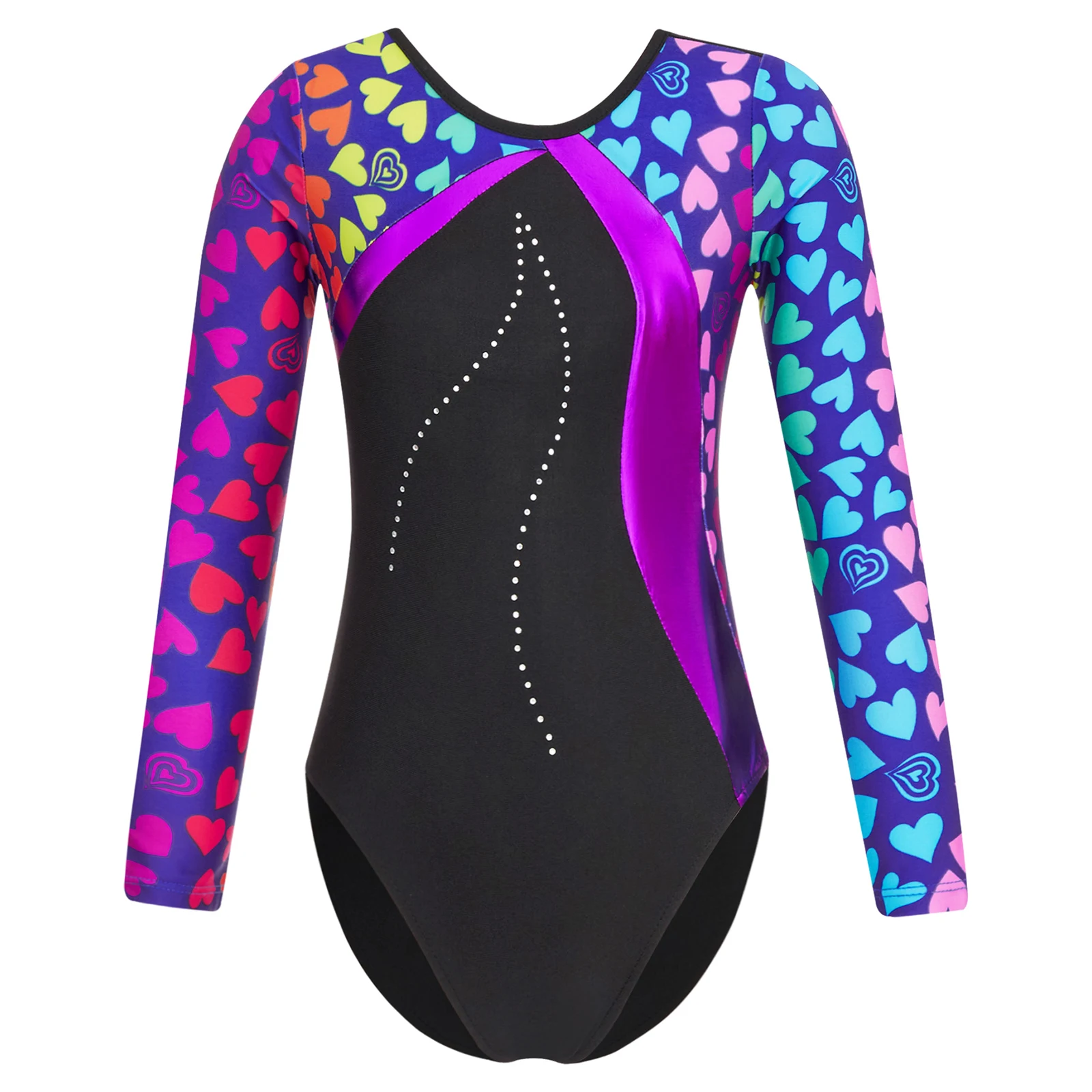 Kids Girls Sport Ballet Leotards Long Sleeve Patchwork Jumpsuit Bodysuit for Gymnastics Yoga Ballet Dance Training Performance