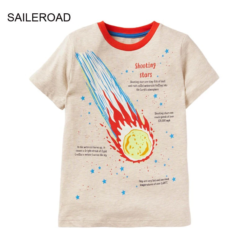 SAILEROAD 2024 New Summer T Shirt Cotton Short Sleeve Cartoon Planet Luminous T-shirts Kids Tee Girl Tops Boys Children Clothes