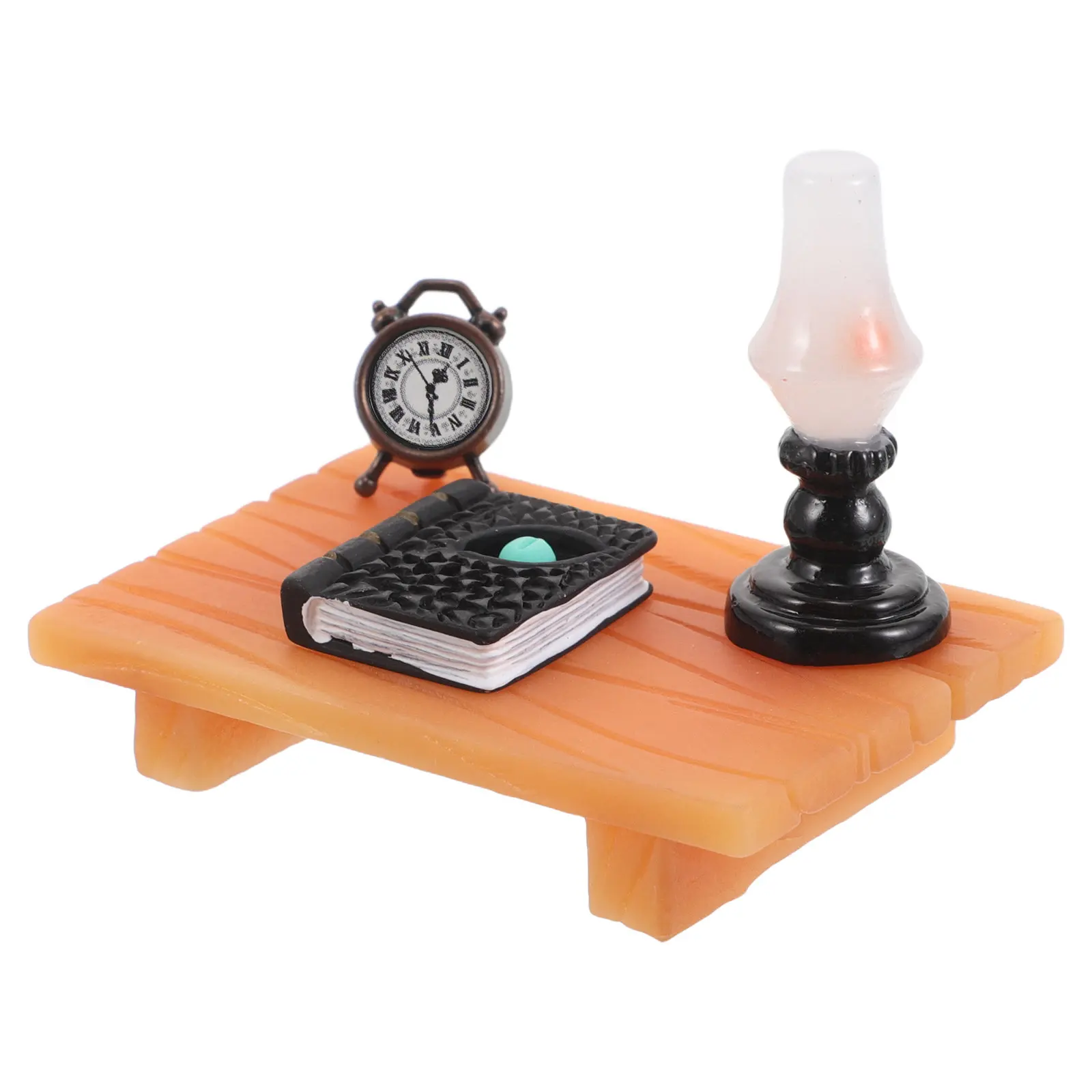 

Набор миниатюрных винтажных предметов интерьера: письменный стол с будильником, лампой и книгами для сборки своими руками, аксессуары для декора кукольного домика, мини-письменный стол