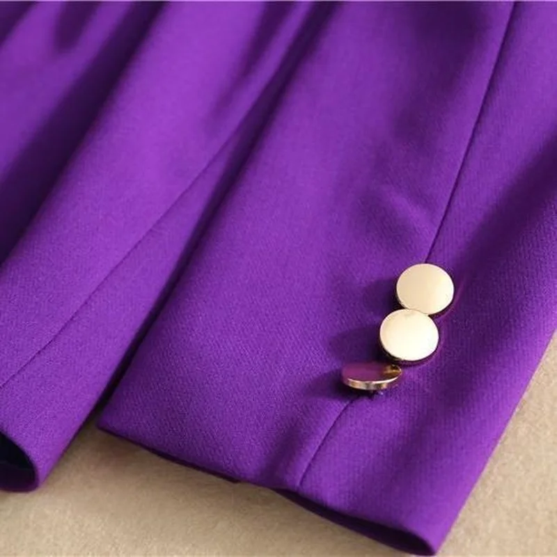 Suit Set Women Office Ladies Women\'s Pantsuit Purple Business Classic with Belt Blazer Straight Pants Two Piece Formal Suits